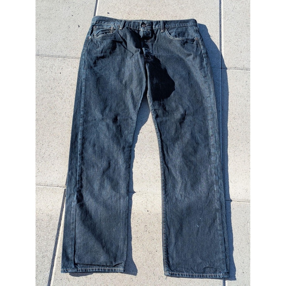 Levis 501 Jeans Mens 38x34 Blue Denim Button Fly Straight Leg Medium Wash